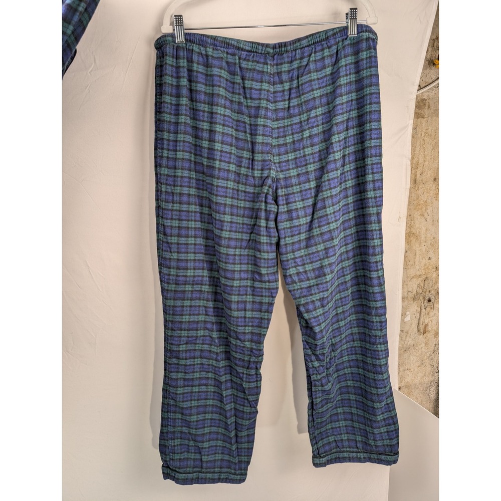 Brooks Brothers Womens Plaid Flannel Pajama Set Size XL Blue Green 100% Cotton - Picture 8 of 9